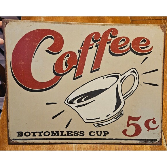 Metal Sign Retro Coffee Tin Sign Wall Decor Kitchen Restaurant Vintage - Picture 1 of 2